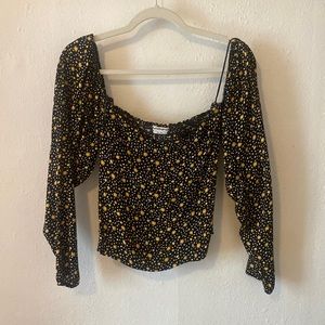 REFORMATION DAISY PRINT LONG SLEEVE TOP S